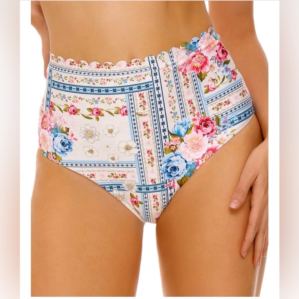 Agua Bendita Alicia Meraki High-waist Scalloped Bikini Bottoms